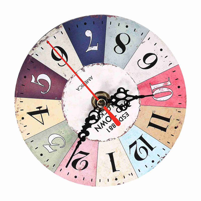Horloge murale ronde en MDF antique de style européen, 1 pièce, pour la décoration de la maison ou du bureau #5