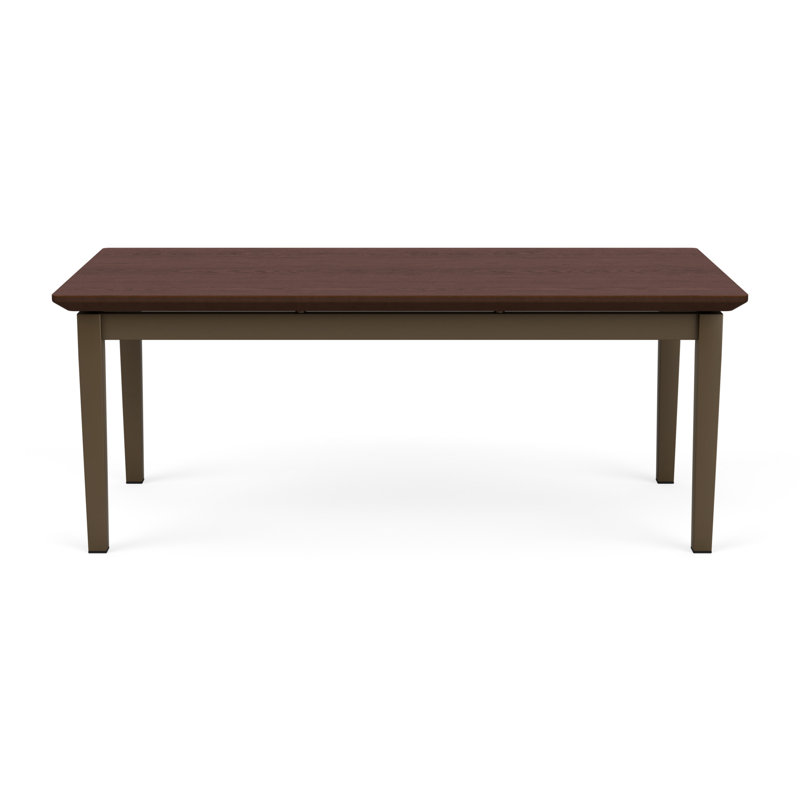 Lenox Steel Waiting Reception Coffee Table Metal Frame 40x20" High Pressure Laminate Top, Bronze, Cocoa Walnut