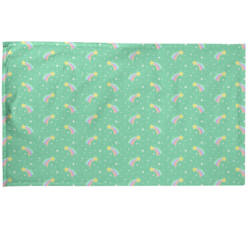Serviette à thé à motif filant stars, Sergé de coton, Vert