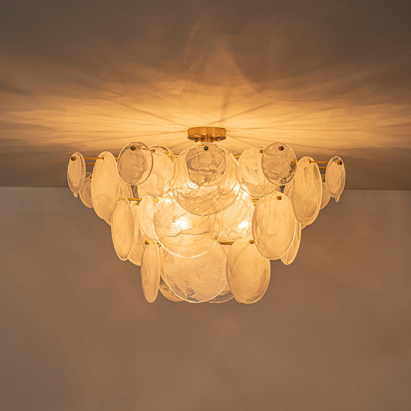 Bannasch 4-Light Layered Handmade Glass Semi-Flush Mount, 9, 20.9" H x 35.4" W x 35.4" D 