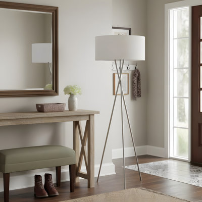 Lighting, 62-inch height, floor lamp, nickel metal, modern style