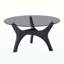 Table basse en verre 31,5 po, style Mid-Century moderne, finition grain de bois noir, centre de table de salon / chambre / bureau