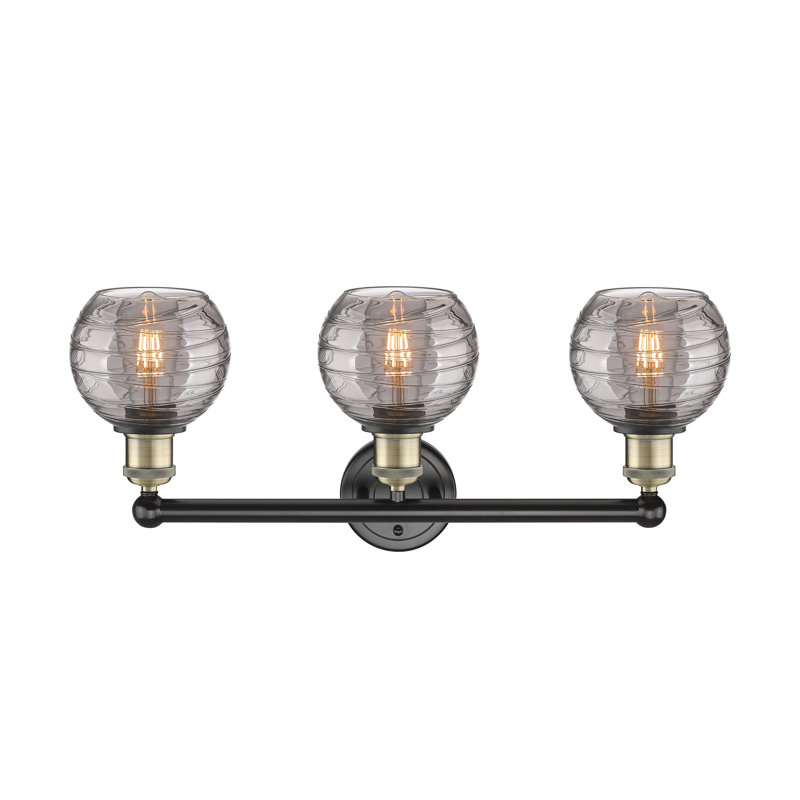 Cambria 3 - Light Dimmable Vanity Light, Matte Black/Antique Brass, Clear