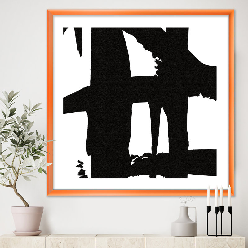 «Black and White Crossing Paths II», reproduction sur toile encadrée, H 16 po x l 16 po x P 1 po, Cadre orangé