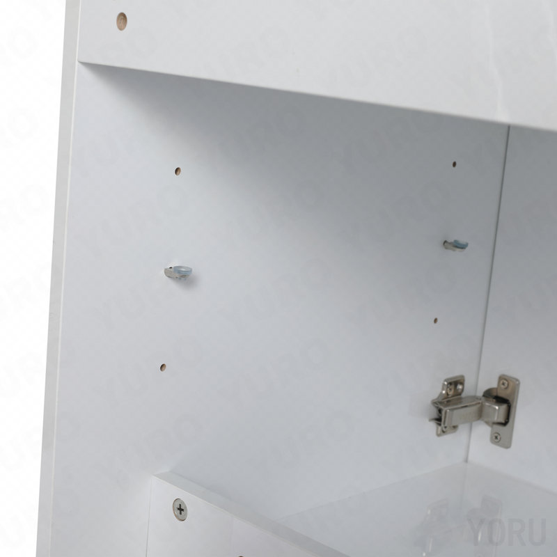 Armoire murale de salle de bain 24 po, 2 portes à fermeture en douceur, montage flottant, blanc brillant (emballage Kd)
