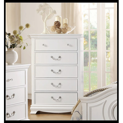 Classic Traditional Style White Finish 1Pc Chest Of 5X Dovetail Drawers Wooden Bedroom Furniture_48.25"" H x 32"" W x 17"" D -  Canora Grey, BFB0422EA0FE490A8CAC700CA8BE32AF