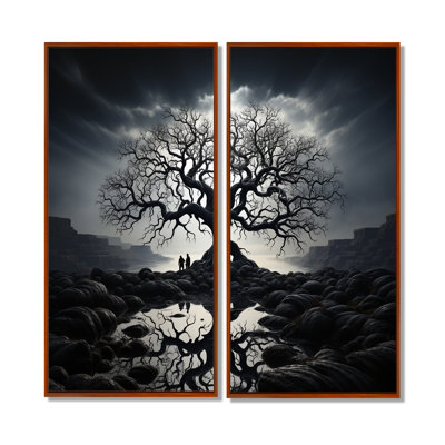 Le contraste arbre monochrome II - grand arbre monochrome, art mural