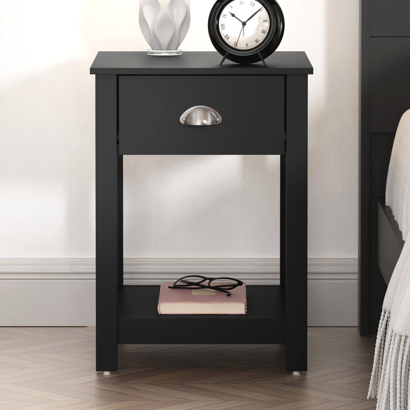 1 Drawer Nightstand, Black