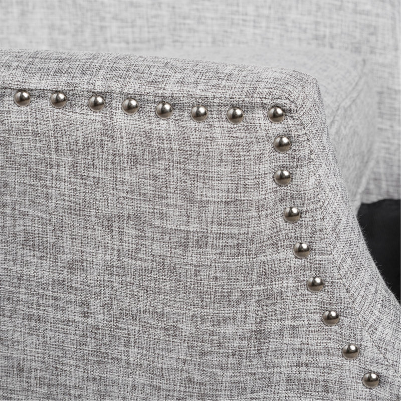 Comfortable Traditional Recliner With Studded Border For Home Decoration, Light Gray