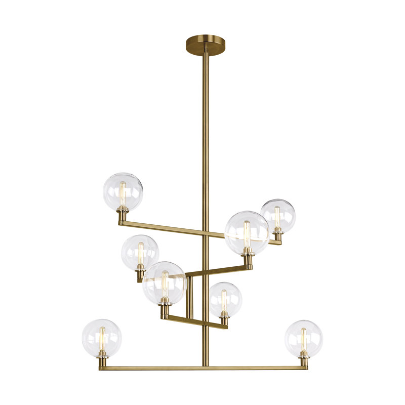 Gambit 8 - Light Chandelier, Aged Brass, Yes