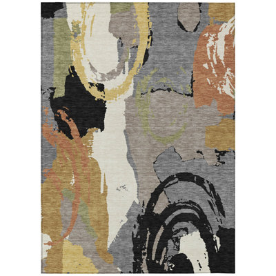 Machine Washable Indoor/Outdoor Chantille ACN2652 Abstract Rug