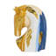 Sculpture tête de cheval en céramique 7,2 x 4,1 x 10,6 po avec finition multicolore abstraite