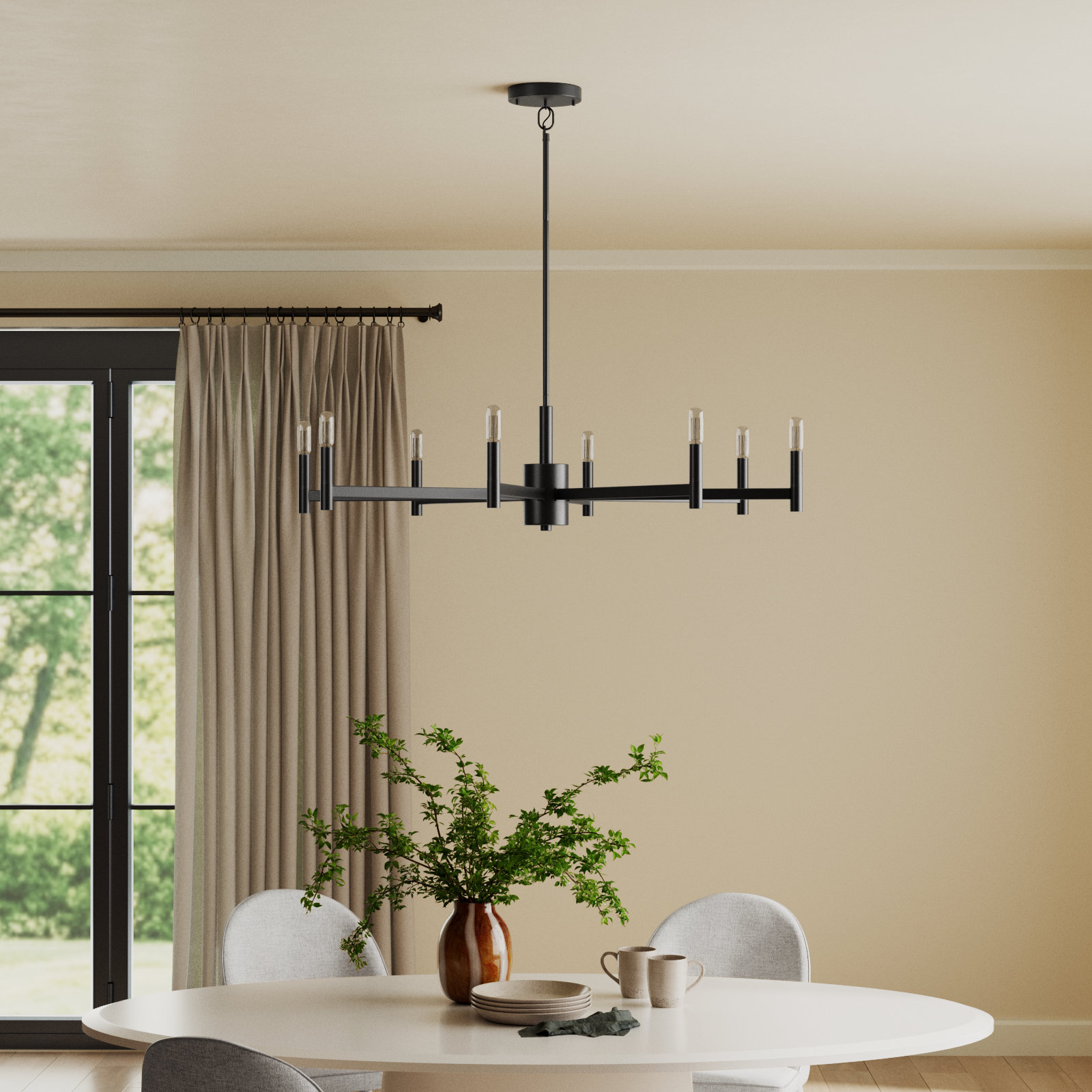 Tuscany Metal Dimmable Chandelier, Natural Brass,  9.25'' H X 35.5'' W X 35.5'' D