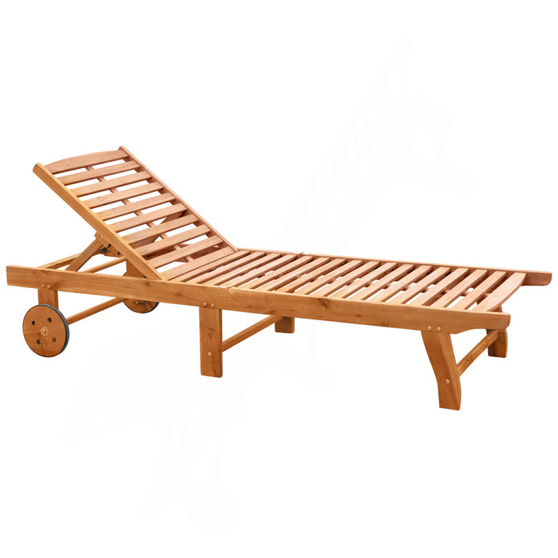 Méridienne inclinable avec roues Outsunny, structure en bois d'acacia