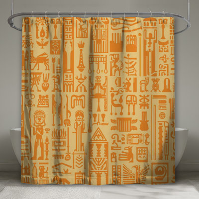 Egyptian Hieroglyphs Pattern Shower Curtains Extra Long