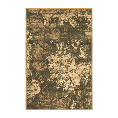 Tapis brun / gris / beige en laine / polyester tissé à la machine 5 pi x 7 pi Danielius