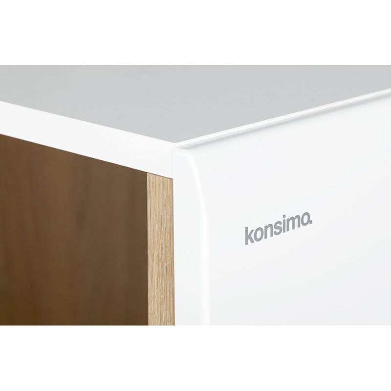 Goddard Four Leg Coffee Table, Matt white/High-gloss white/Oak