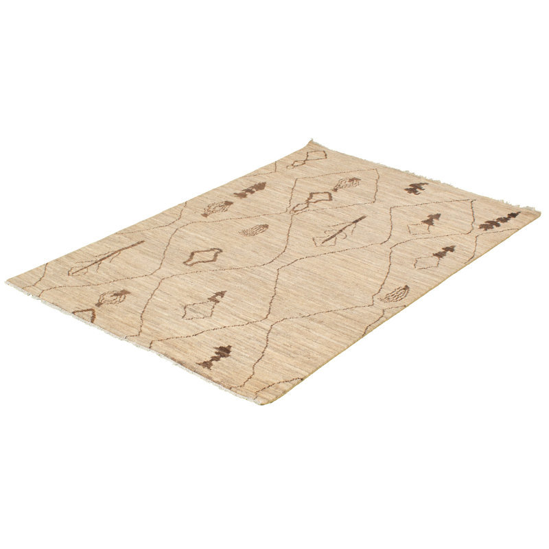 Tapis kaki en laine noué à la main de conception unique 4 pi 9 po x 7 pi 8 po Marrakech Fjodor