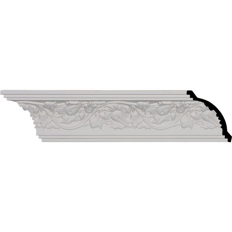 White Polyurethane Rose Crown Moulding 94.5" Length