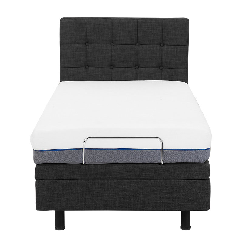 Robards European Single (90 x 200cm) Upholstered Adjustable Bed, Grey