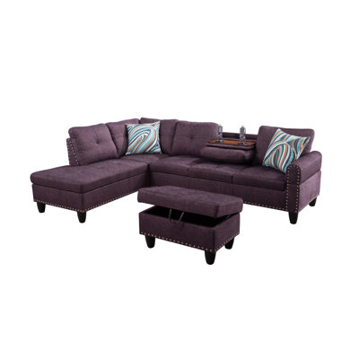 Titan Amaranth Linen Left Hand  2-Piece  Living Room Sofa