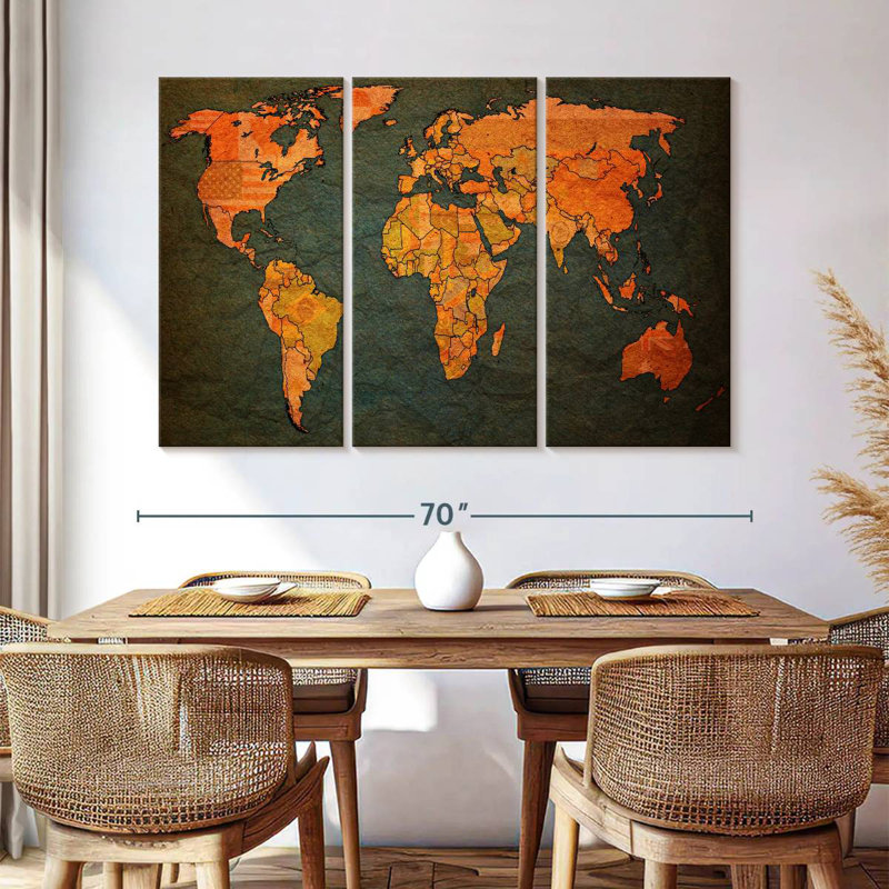 Aliaz Flags World Map, 42" H x 65" W