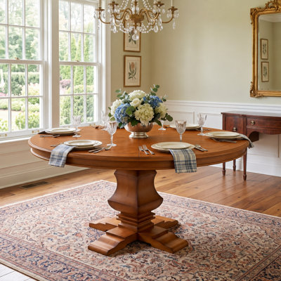59.8" Round Solid Wood Dining Table