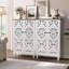 Armoire de rangement de 47 po de hauteur avec tablettes, armoire d'appoint élégante avec 2 portes et buffet polyvalent, blanc-486056277