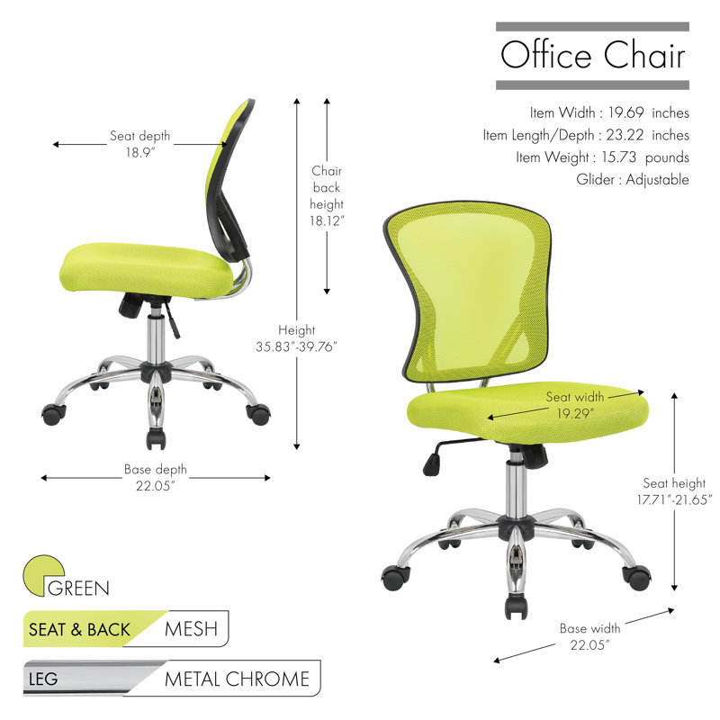 Mesh Office Chair, Green, No