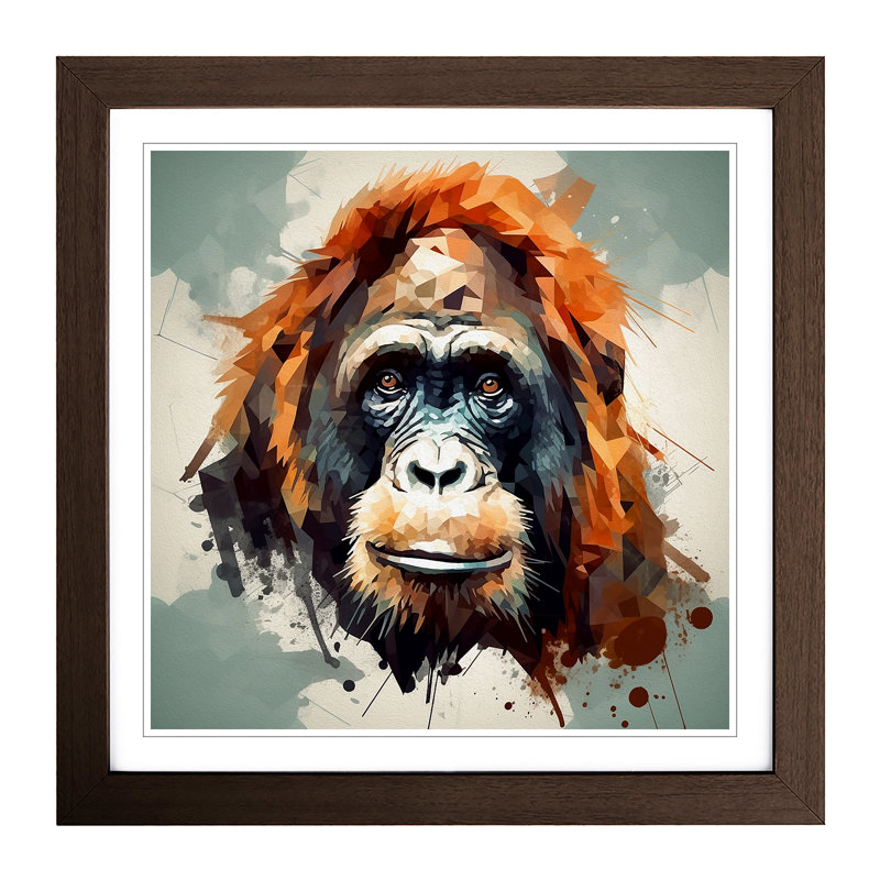 Orangutan Graphic Art - Framed Print, Walnut