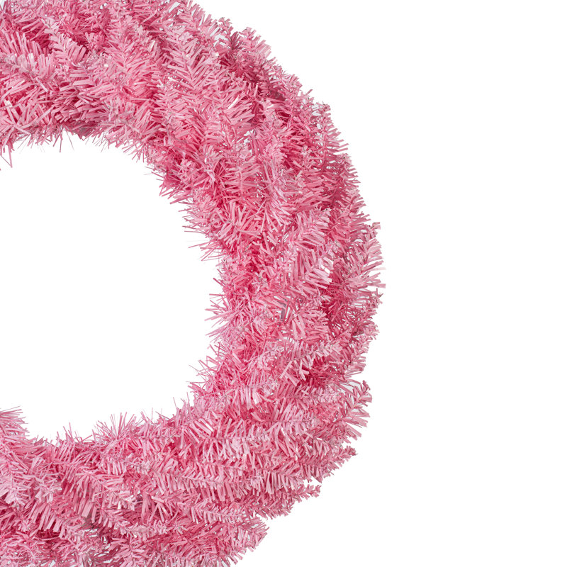 Couronne de Noël artificielle en PVC, H 24 po x l 24 po x P 3 po, Rose