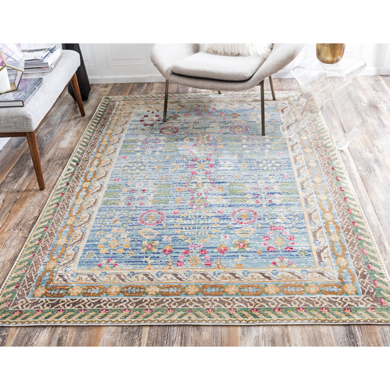 Tapis bleu Glasser, Rectangle 4 pi 1 po x 6 pi 1 po