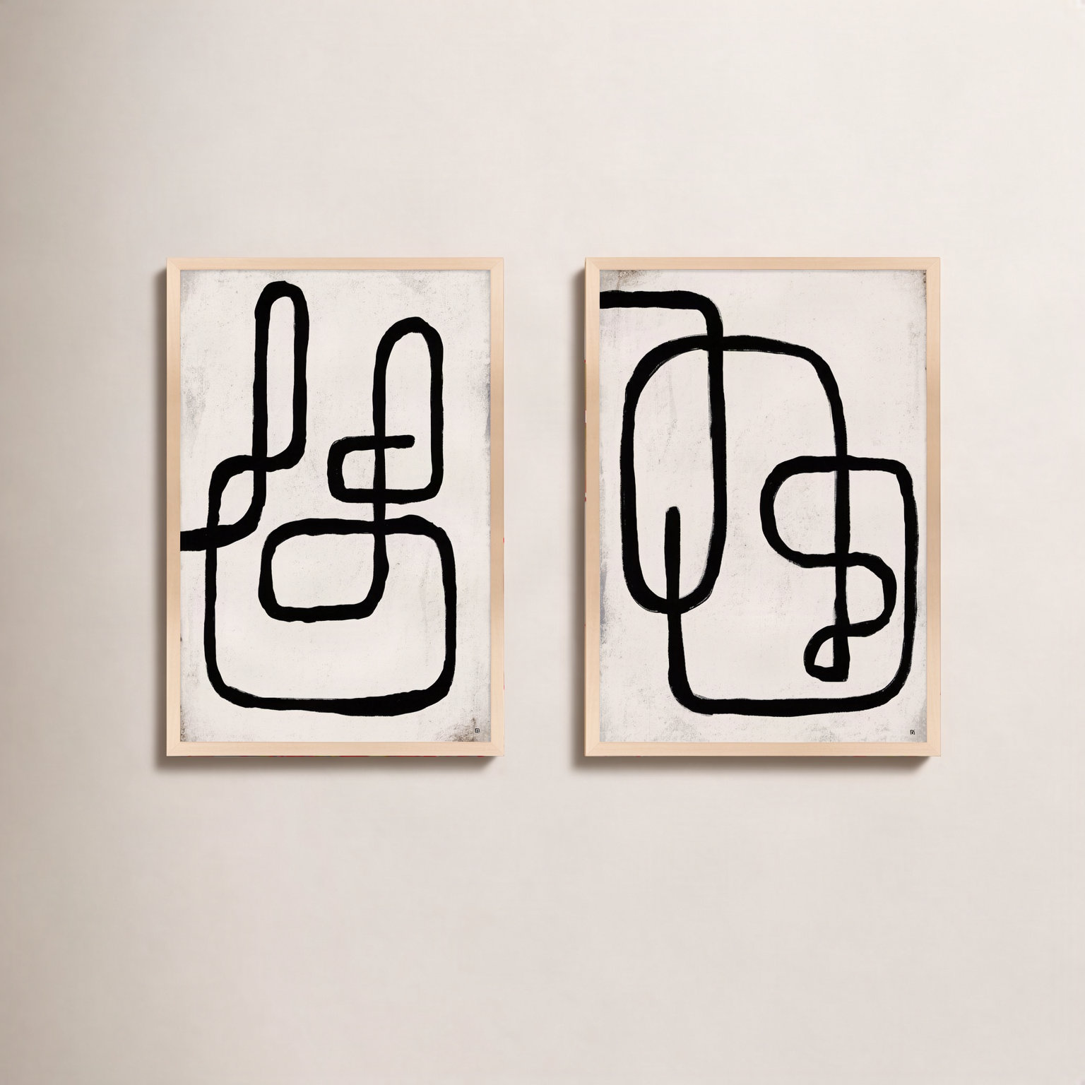 Linework by StudioM, 25" H x 35" W x 1.25" D, Maple Framed Paper