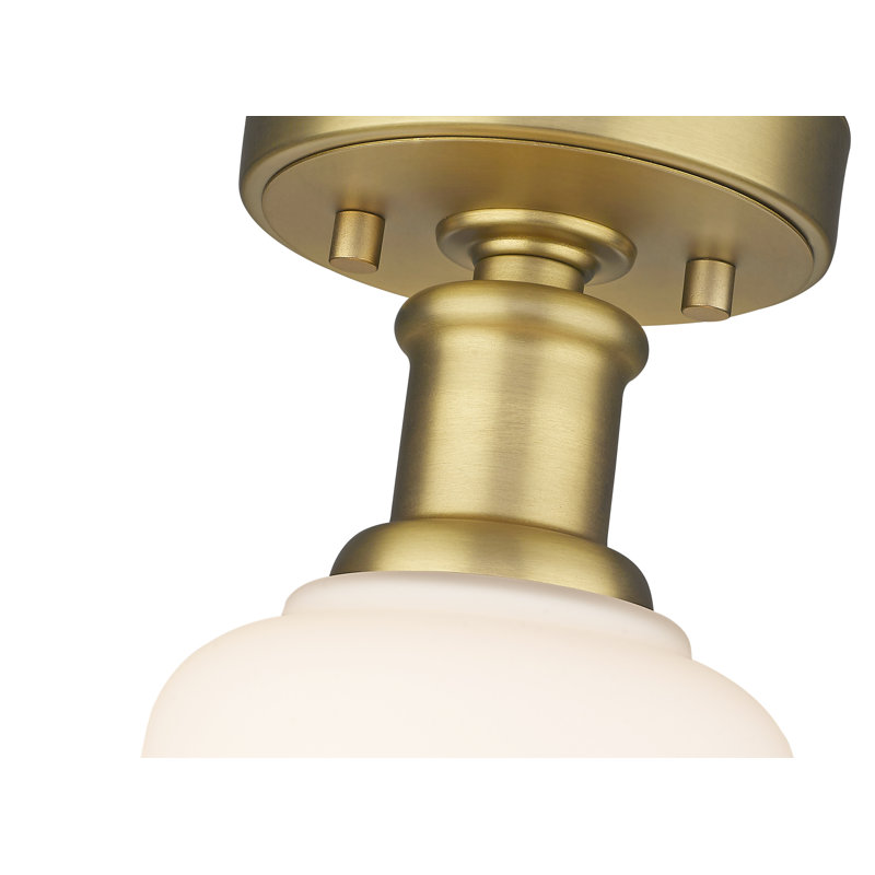Gakai Glass Semi Flush Mount, Heritage Brass