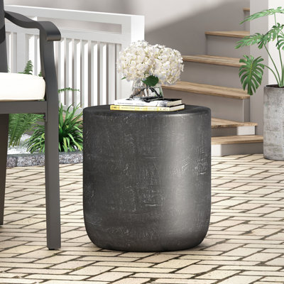 Lightweight Concrete Table For Outdoor & Indoor, Matte Black, 15.3"X15.3"X15.7", Water- And Black Side Table, Functional