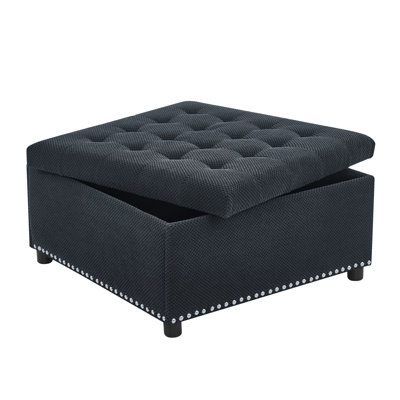 Storage Ottomans 30 Inch Wood Fabric, Tufted Modern Farmhouse Home Accent