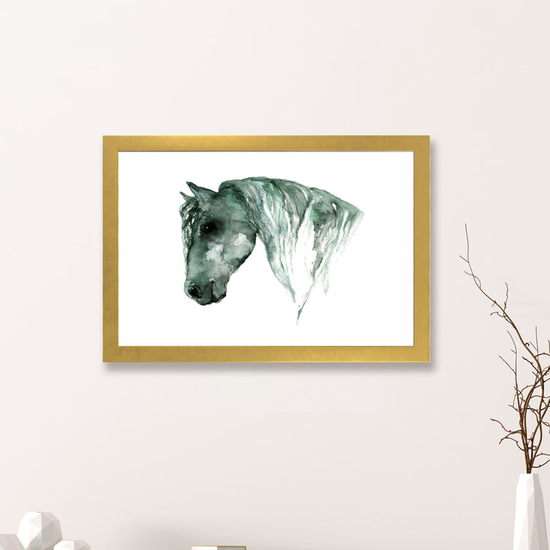 Art du cheval, H 24 po x l 32 po x P 1 po, Papier encadré doré