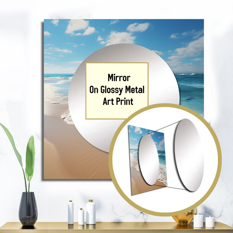 Scenic Landscape Coastal Serenity VI - Landscapes Large Square Mirror For Wall Art Decor, 23" x 23"