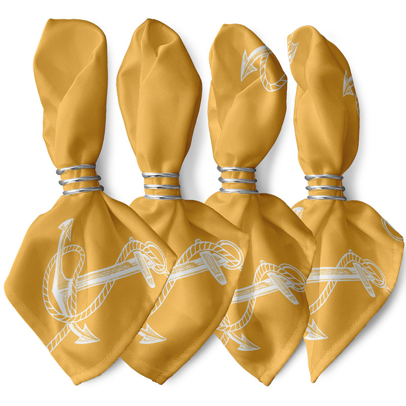 Ensemble de serviettes de table 4 pièces à imprimé ancré Hancock, Jaune