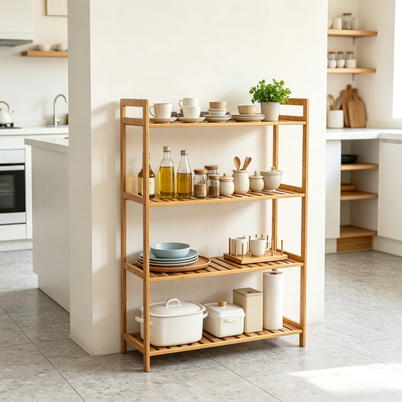 25cm W Bamboo / Rattan Shelving Unit