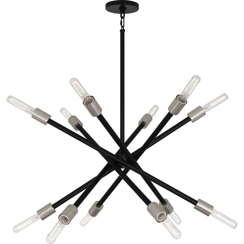 Thatcher 12 - Light Chandelier, Polished Nickel/Matte Black
