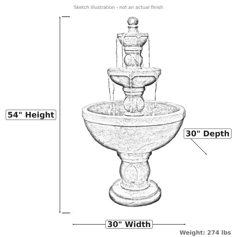 Mission Cast Stone Tiered Fountain, Forest Brown