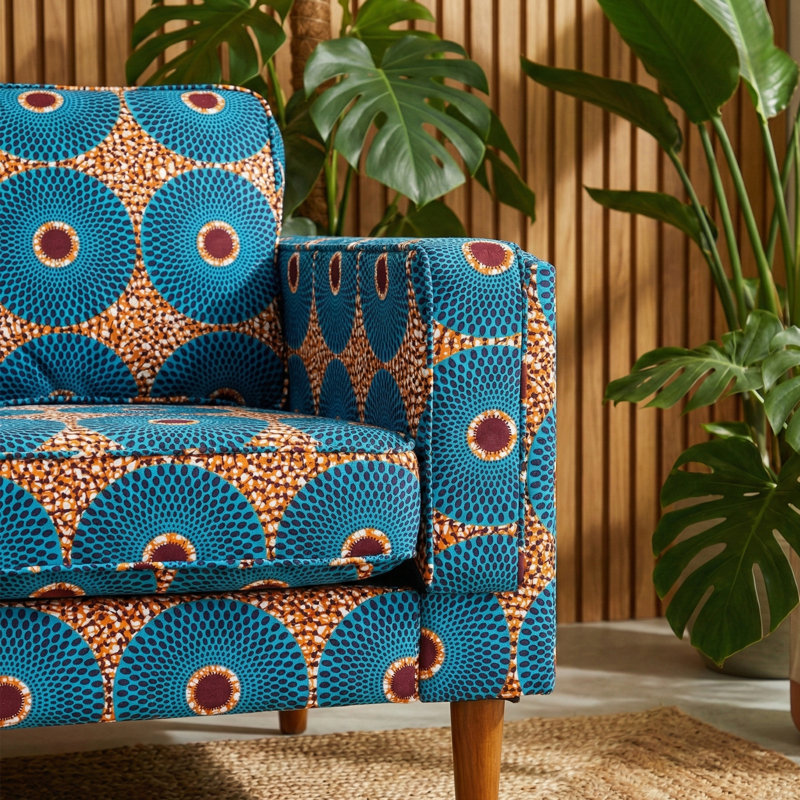 Fauteuil moderne en tissu 40 po avec pieds en bois et coussin en mousse à haute densité Damesha