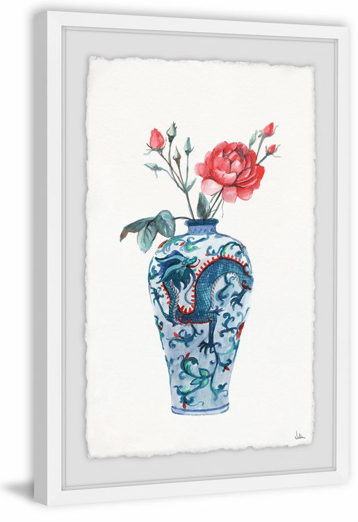 « fleuriing fleurs », reproduction de peinture à l’aquarelle encadrée, H 45 po x l 30 po x P 1,5 po