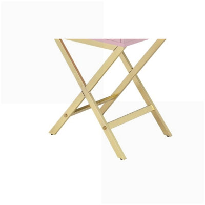 Table basse d'appoint rose et or avec tiroir de 13 po x 9 po - Économie d'espace pour le salon, base en métal durable