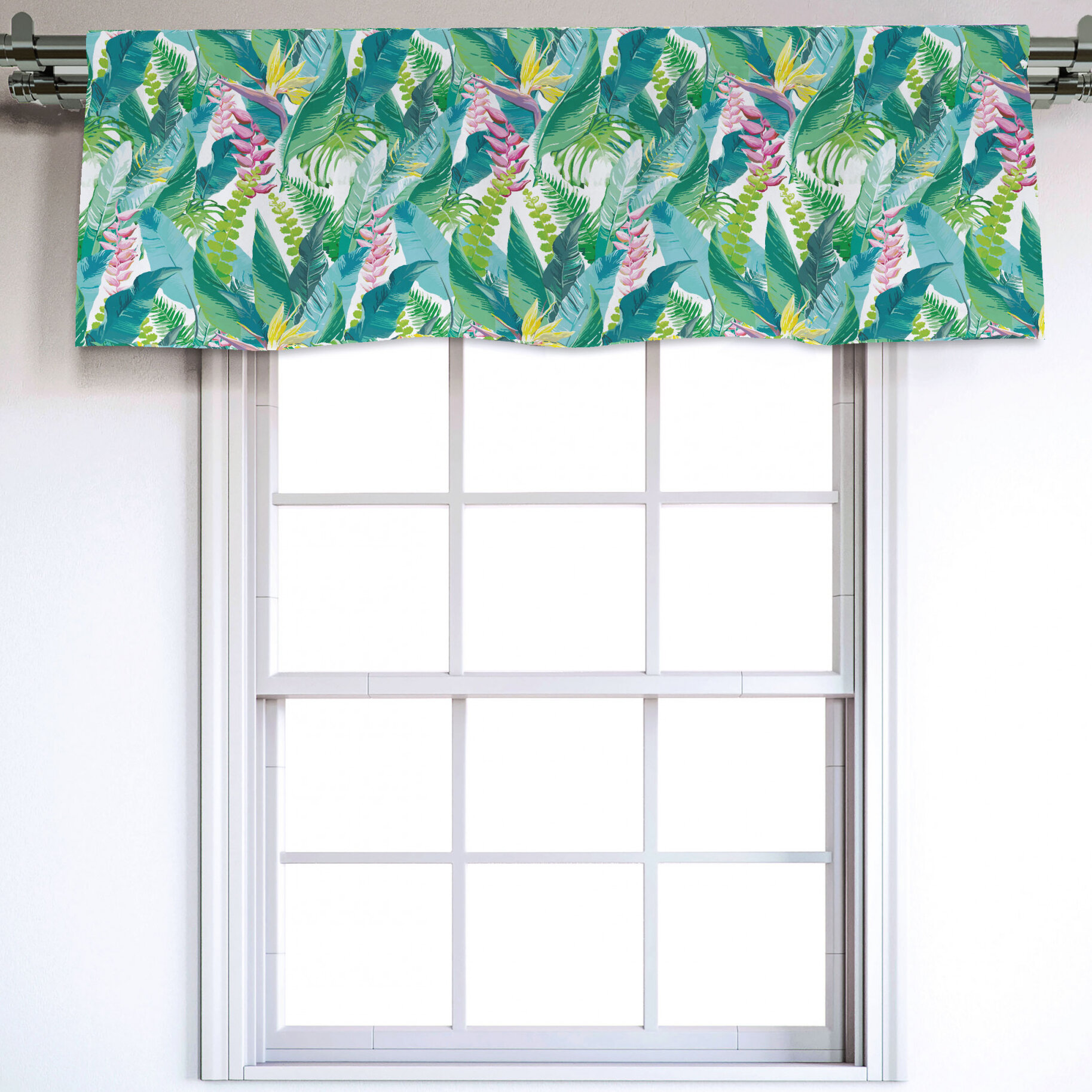 East Urban Home Floral Sateen Ruffled 54'' W Window Valance in | Wayfair