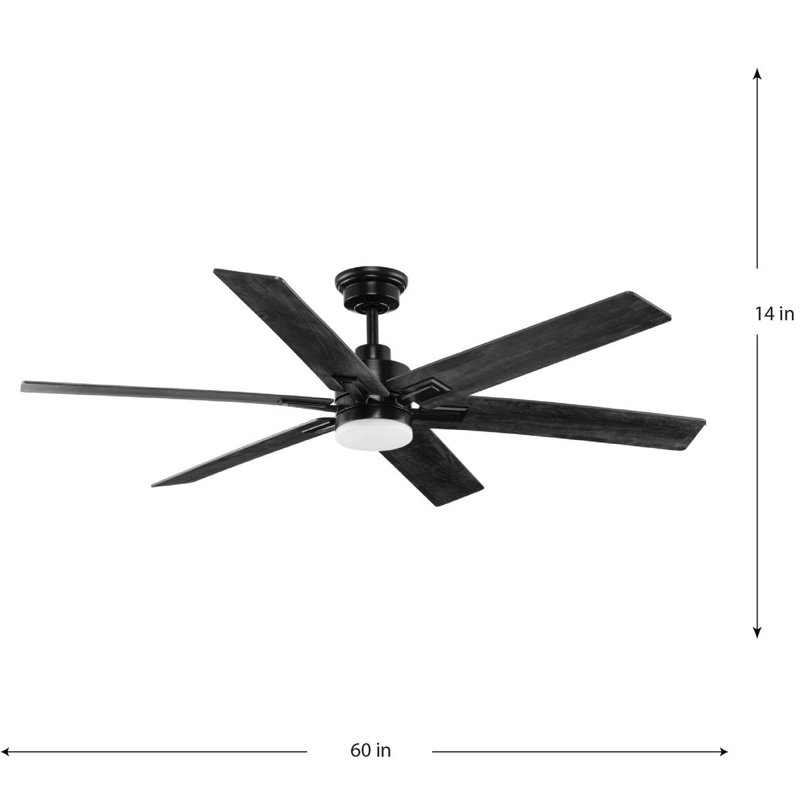 60'' Ceiling Fan with LED Lights, Matte Black
