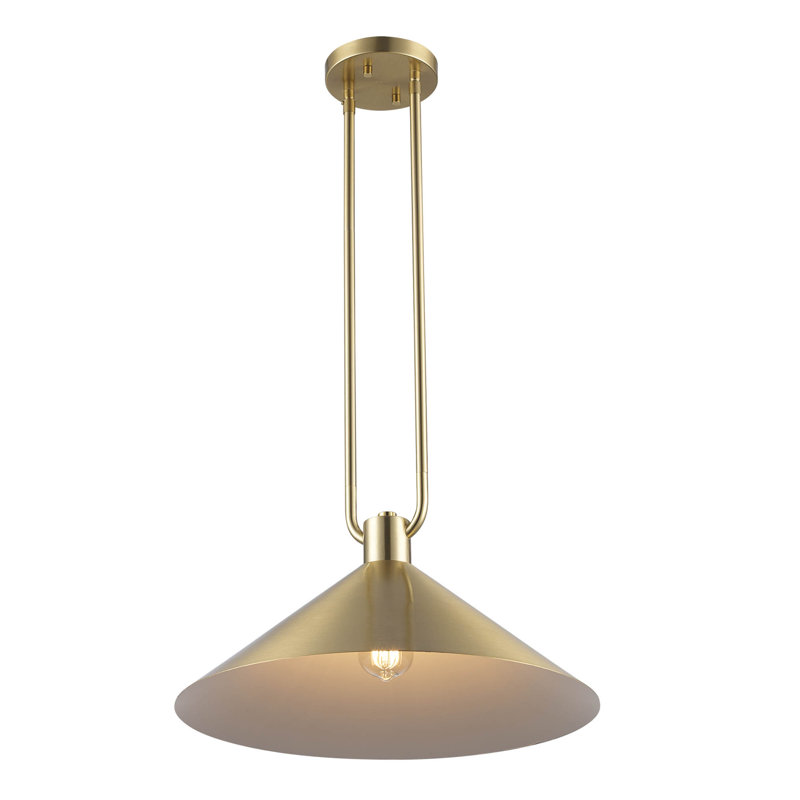 Luminaire suspendu industriel Fayra, H 11,75 po x l 17 po x P 17 po, Or antique