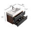 Meuble-lavabo de 36 po en noyer avec lavabo à surface solide blanc brillant et tiroirs noirs doux, salle de bain murale flottante-134281422-134281426-134281427