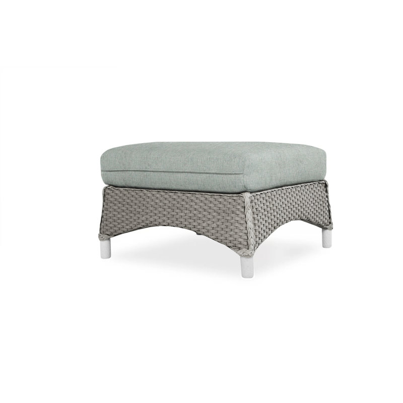 Mandalay Outdoor Ottoman, Sailcloth Salt, Pewter